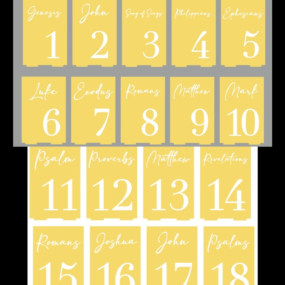 Christian Golden mirror table numbers 1-18